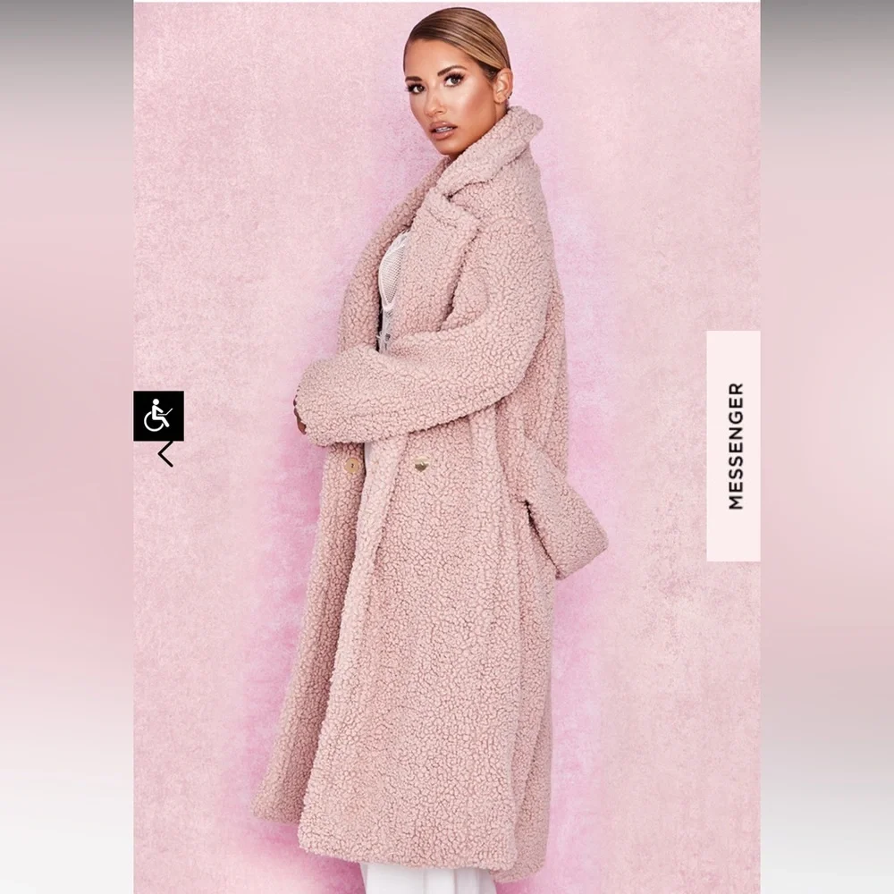 House of CB teddy bear coat blush Small or medium S M - Picture 3 of 12